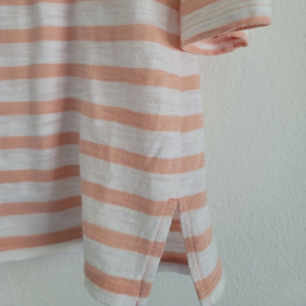 Chicos Womens 3/4 Sleeve Beaded Stripe Nautical Top Sz L Pink Tie Neck Casual - Picture 11 of 13